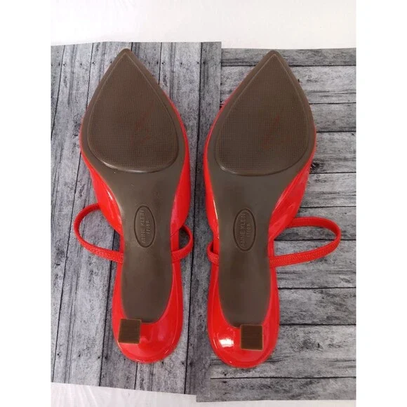 Anne Klein iFlex Bright Orange Patent Pointed Toe Slingback Kitten Heels 5.5 - Picture 8 of 10
